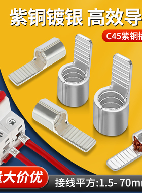 C45紫铜插片空开空针插片铜鼻子空气开关端头线片型冷压接线端子