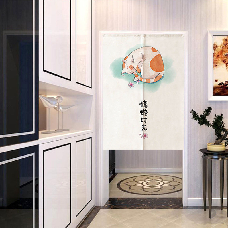北欧对开餐厅饭店遮挡棉麻布门帘图片