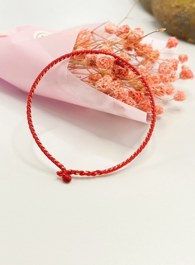 超细款本命年红绳红金男女手链精编八股编手绳简约红手绳宝宝款