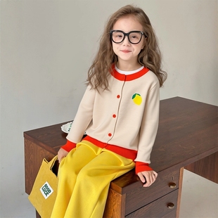 女童韩版2025秋季细毛线开衫 宝宝纯棉毛衣女洋气儿童针织衫外套