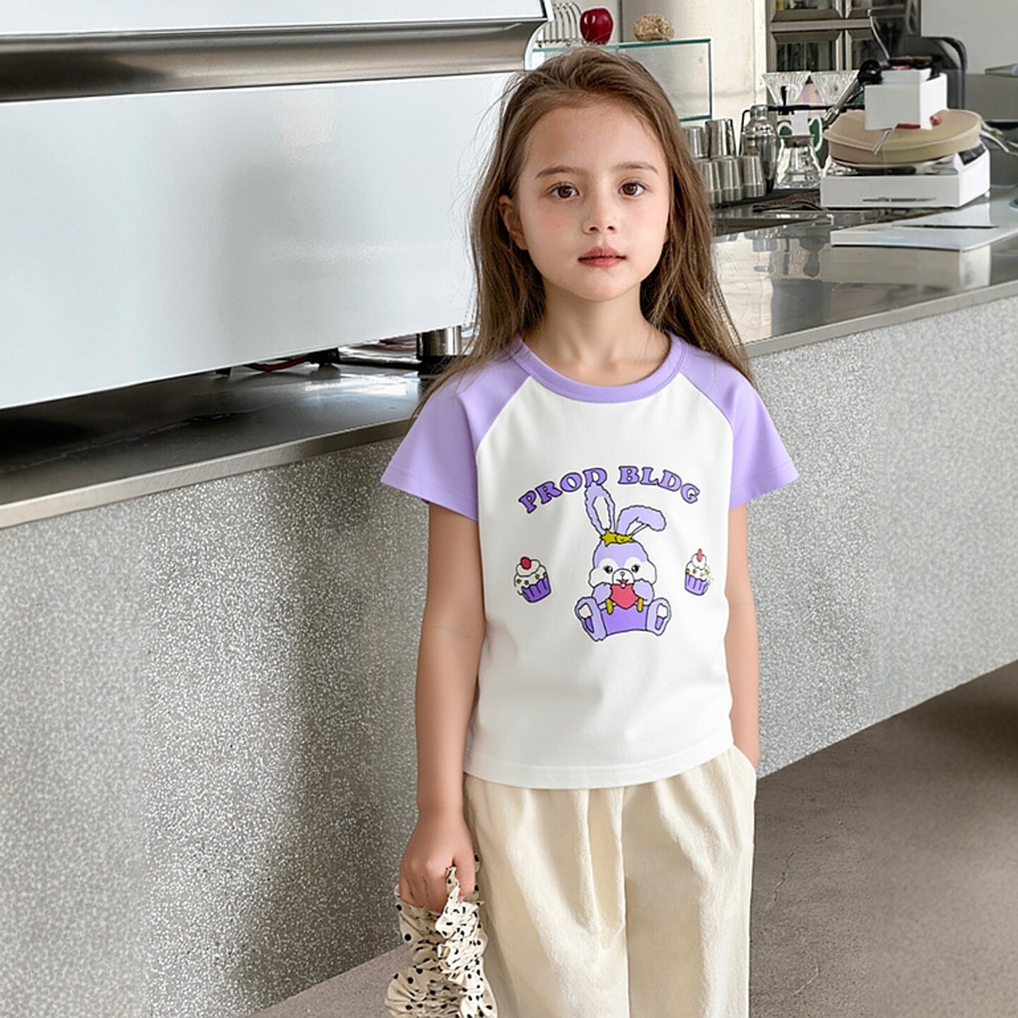 27home韩版童装 2026夏季新款女童上衣兔子纯棉运动薄款短袖T恤潮