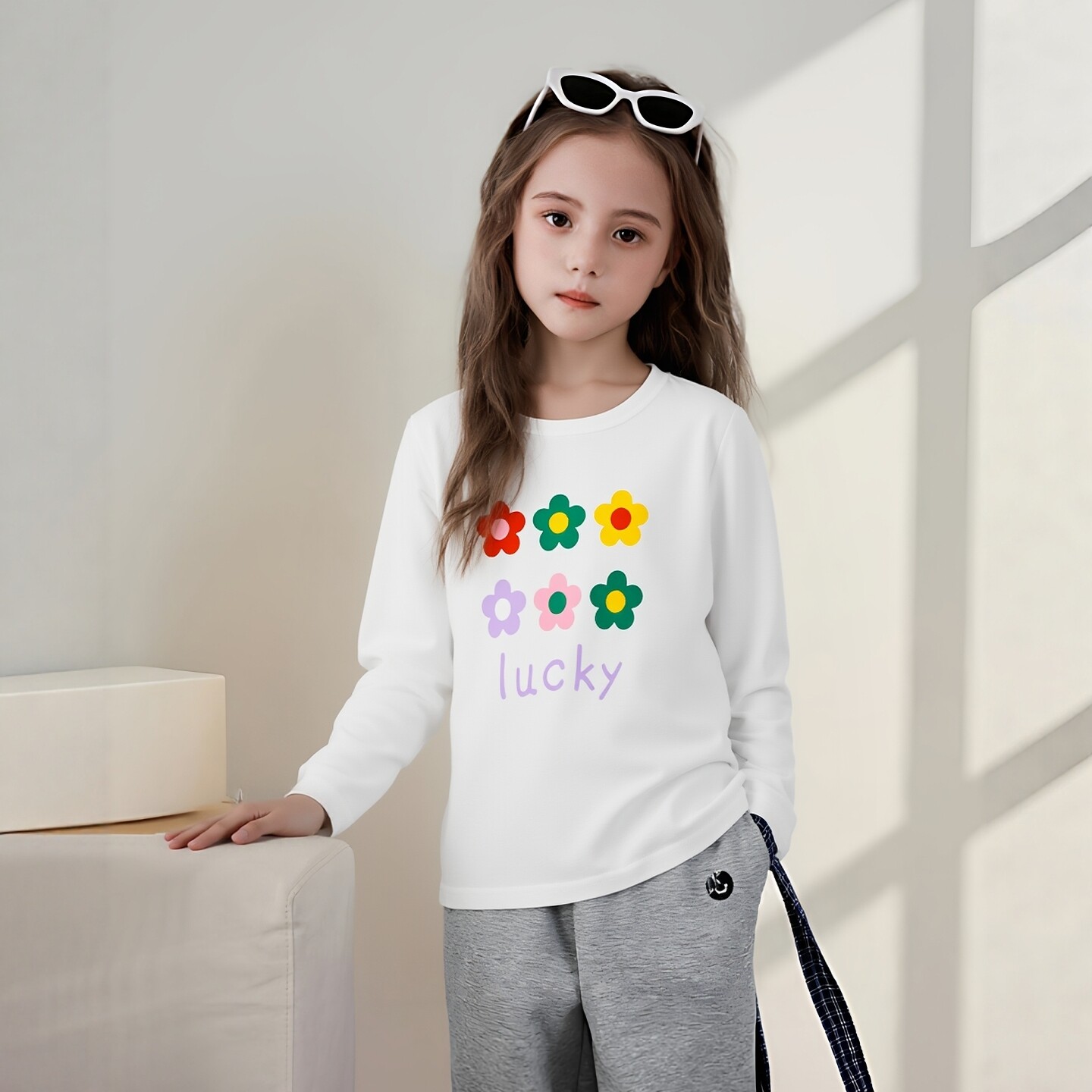 韩版春季童装新款2026宝宝衣服女童长袖T恤打底衫纯棉花朵印花ins