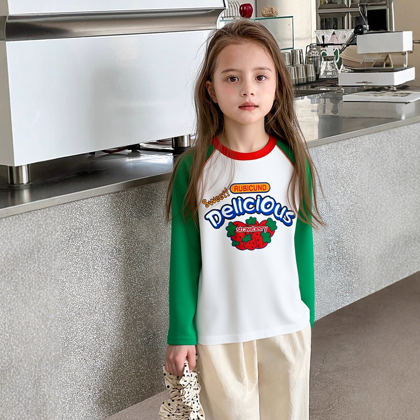 中大童品牌外贸童装春季 儿童纯棉长袖T恤打底衫亲子女孩学生印花