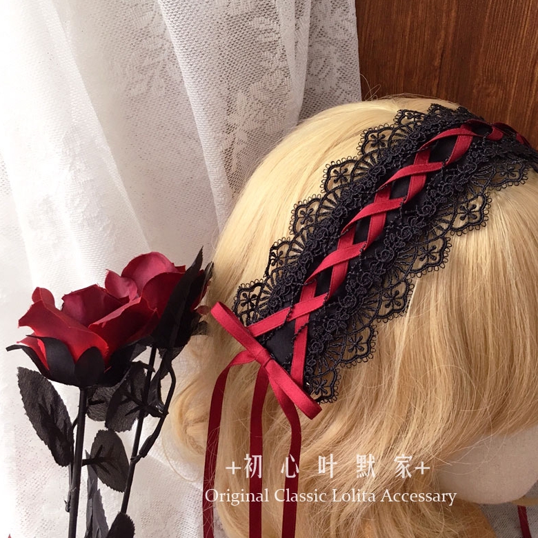 MAID款多色基础款黑色蕾丝发饰