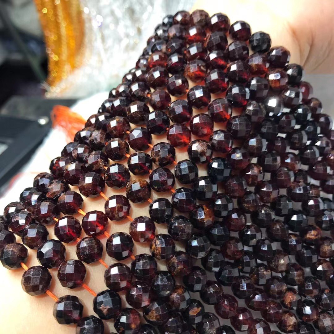 鑫磊水晶5A大颗粒8mm天然橙石榴石切面足球面半成品配饰配件包邮
