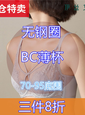 （三件8折）75-95码BC杯伊丝艾拉无钢圈正品大胸显小薄款文胸包邮
