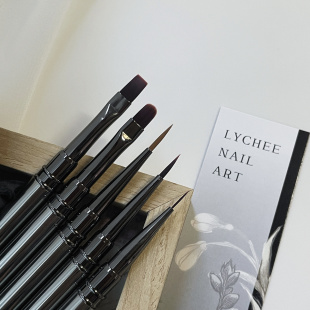 荔枝Nail｜金属银黑美甲笔水彩笔彩绘勾勒平头圆头万能套装 笔刷