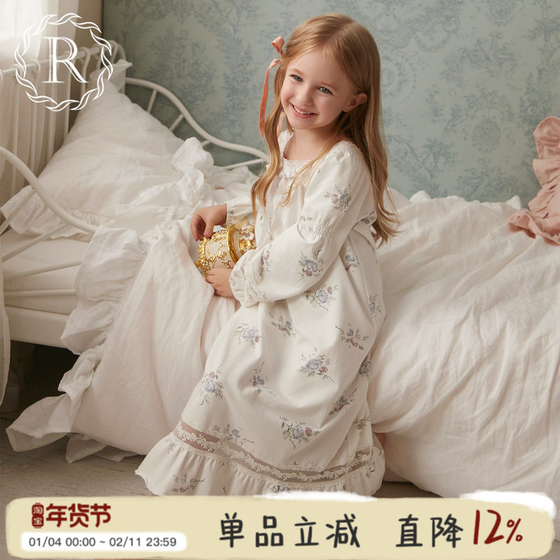 Rosetree女童公主睡裙儿童春秋季纯棉长袖法式睡衣女孩宝宝家居服,童装/婴儿装/亲子装,家居裙/睡裙,淘宝优惠券,粉丝福利购,淘宝优惠卷