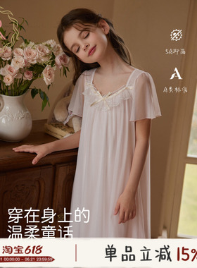 RoseTree女童睡裙公主风儿童夏季薄款短袖小女孩冰丝睡衣2026新款