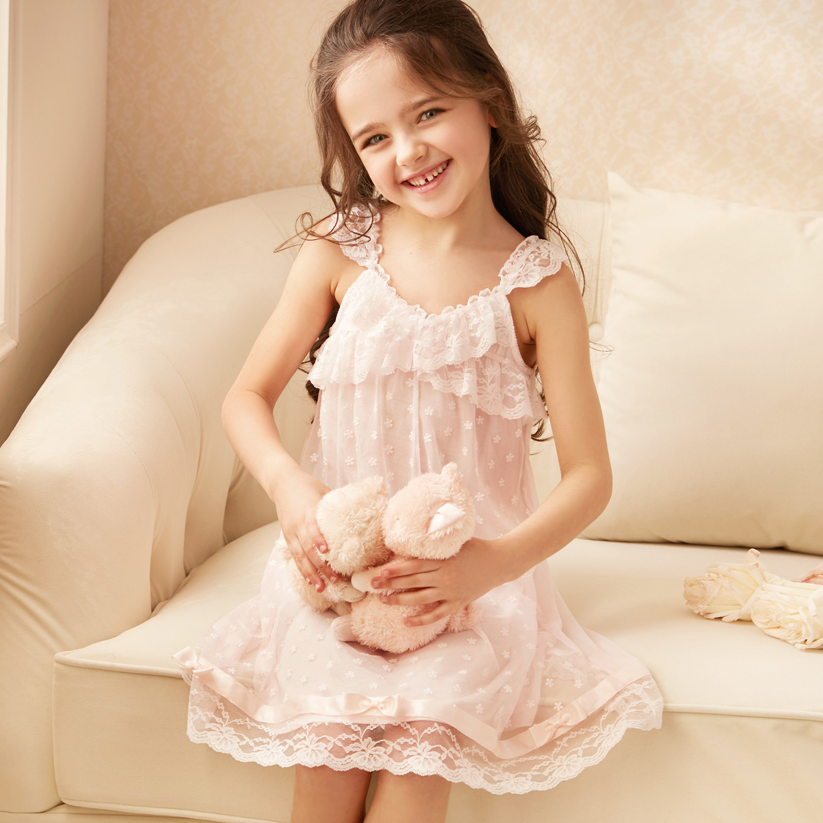 rosetree女童吊带睡裙夏季薄款儿童睡衣女孩公主风可爱宝宝家居服