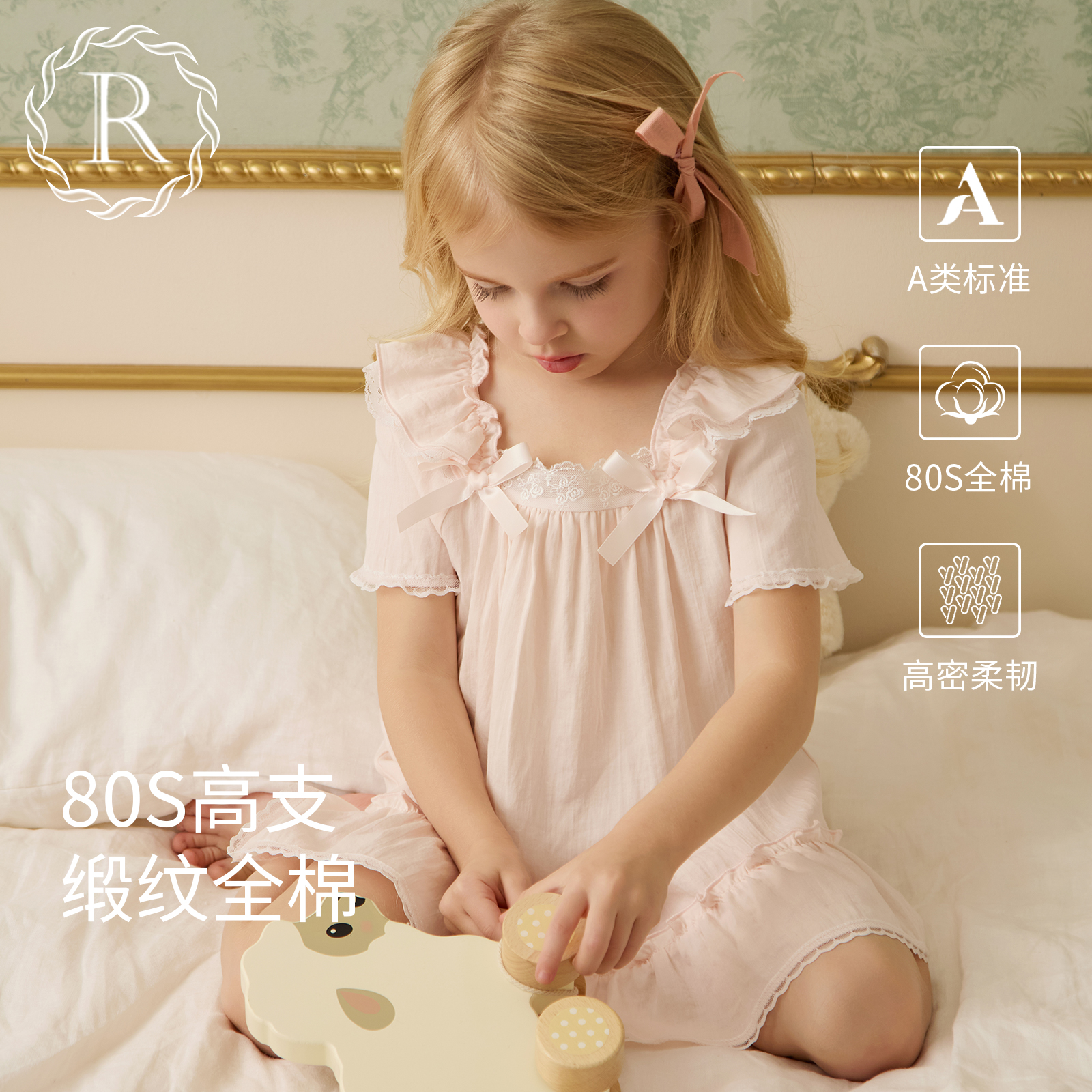 女童夏季全棉短袖家居睡裙