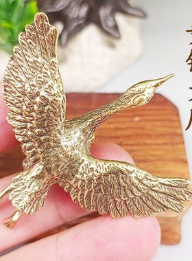 黄铜复古新款大雁茶宠摆件手把件办公室客厅桌面小摆件微景观装饰