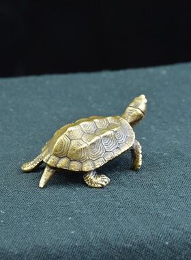纯铜长寿龟铜乌龟把玩件茶宠书房镇纸实心黄铜复古中式古典铜摆件