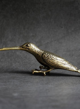 实心纯黄铜办公桌面小摆件啄木鸟古铜茶宠饰品工艺品礼品手把玩件