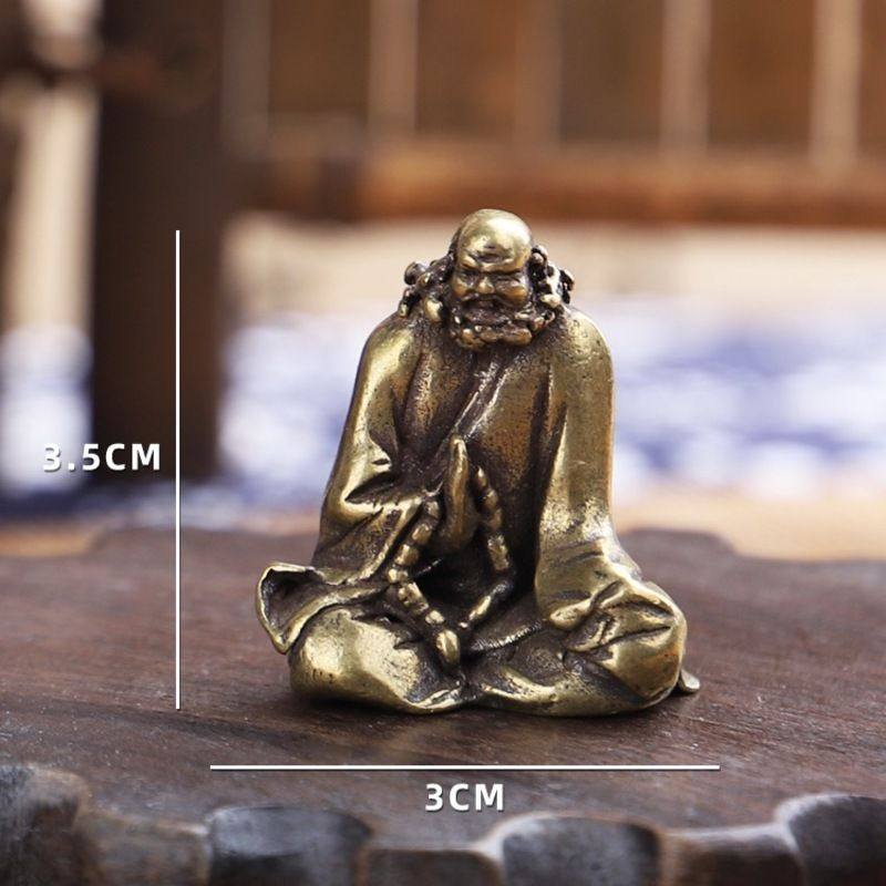 古玩铜器铜佛像实心黄铜 沙僧菩提达摩祖师铜像 摆件复古沙僧摆件