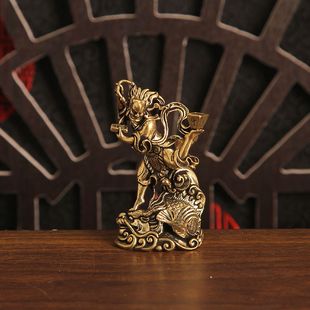 新款黄铜实心创意复古魁星点斗摆件魁星踢斗桌面装饰铜器工艺品