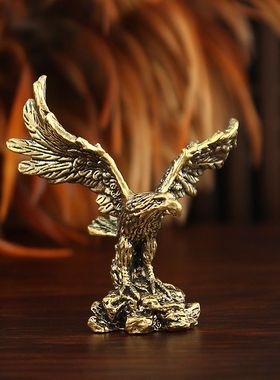 新款大鹏展翅老鹰金属工艺品摆件创意黄铜雄鹰造景办公室玄关装饰