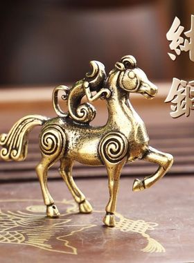马上封侯猴摆件马上有钱猴 小铜马骑猴马 马到成功 黄铜桌面工艺