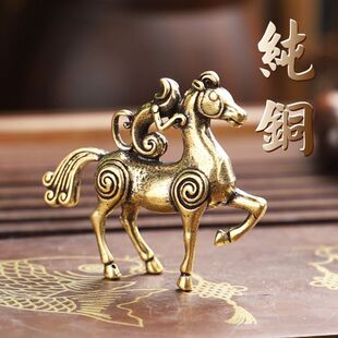 马上封侯猴摆件马上有钱猴 小铜马骑猴马 马到成功 黄铜桌面工艺