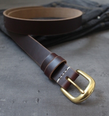 2.3/2.8Horween茶芯霍尔文牛皮手工皮带男女铜扣真皮牛仔工装腰带