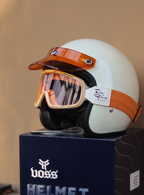 VOSS复古摩托车头盔轻便踏板43盔男女电动车半盔小盔体骑行帽