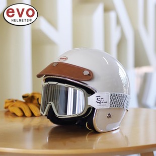 台湾evo复古摩托车头盔男女43半盔小体盔轻便通勤3c安全帽踏板