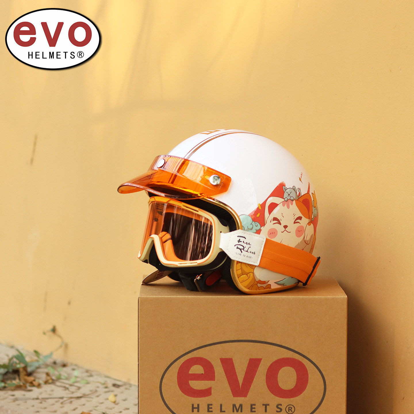 台湾evo kedon复古摩托车头盔43盔半盔巡航男女春秋机车安全帽3C