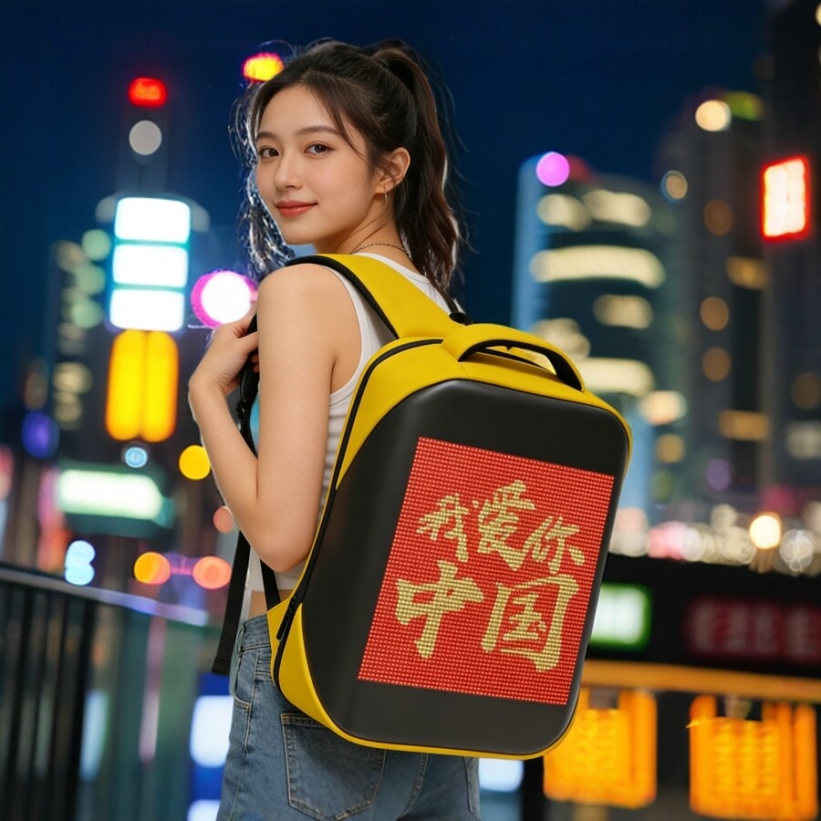 LED屏幕发光电子广告双肩背包
