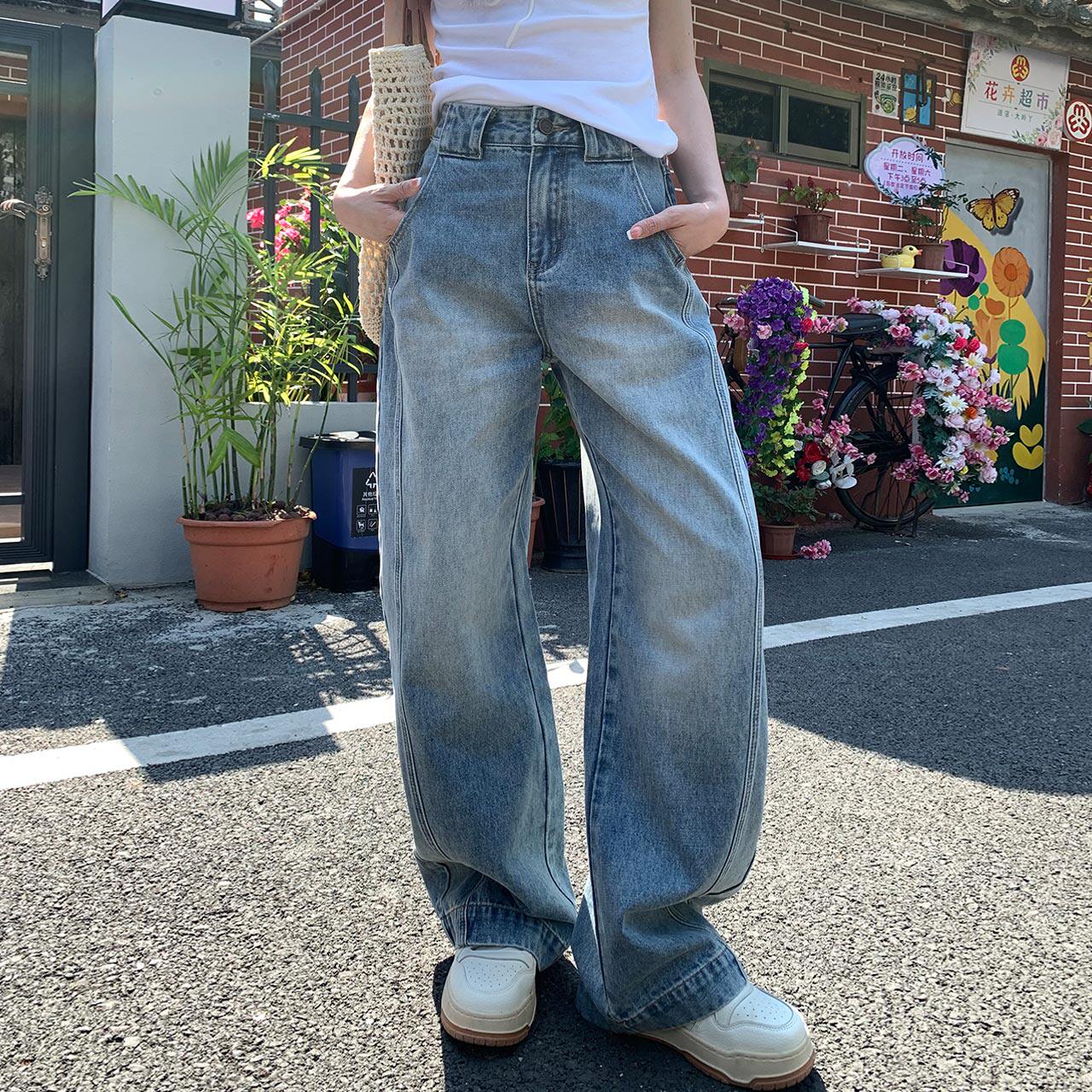 尔给显瘦街头感宽松阔腿牛仔裤女夏新款直筒阔腿长款裤子,女装/女士精品,牛仔裤,淘宝优惠券,粉丝福利购,淘宝优惠卷