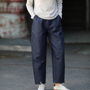 青又 休闲裤 游设原创立体拼接汉麻牛仔窄版 萝卜裤