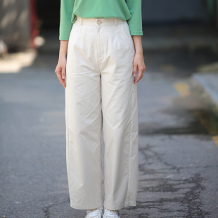 游设原创基础款 无为 简约拉链弹力腰直筒斜纹天丝棉长裤