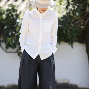 游设原创日晒干长绒棉简约眼睛兜衬衫 简安