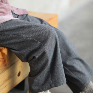 苍峦 长裤 游设原创宽松加斜纹色织羊毛呢休闲裤 阔腿裤