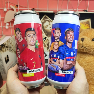 2022世界杯32强队球星不锈钢吸管保温杯水杯创意运动一杯两盖杯子