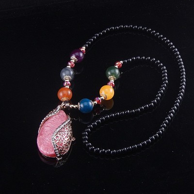 钱包彩色树脂水钻吊坠圆珠链项链