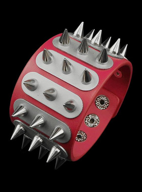 圆锥合金尖刺铆钉长条云梯皮手链