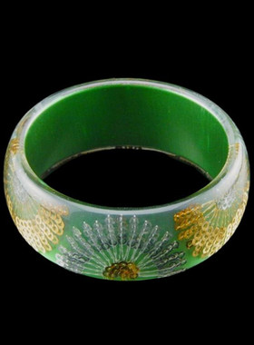 树脂金银色亮片潮孔雀开屏潮手镯