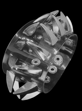 合金牛角铆钉锯齿小圆钉透明软塑料朋克手链中性通用手环手镯饰品