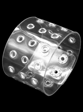 魅力银色气眼扣摇滚百搭潮流无色透明软塑料朋克手链中性手环手镯