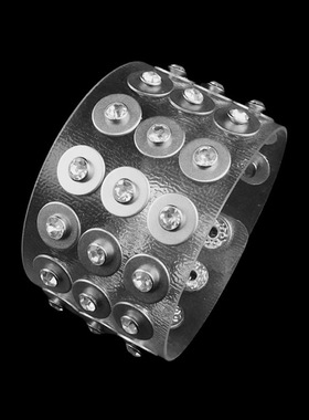 小水钻圆形垫片青春不羁自由时尚透明软塑料朋克手链手环手镯饰品