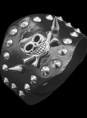 古方饰银色合金骷髅头皮朋克手环