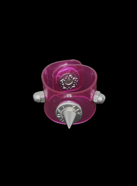 螺帽圆盘紫红色半透明软塑料戒指