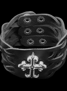 柔软牛皮三条分叉麻花朋克风手链