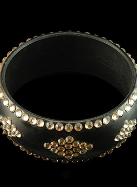 金色树脂钻菱形排列黑朋克风手镯