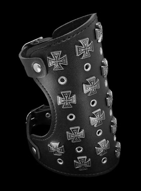 黑皮银灰回旋镖气眼扣眼朋克手链