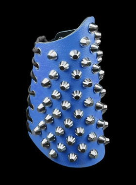 水桶铆钉宝蓝荔枝纹朋克星星手链