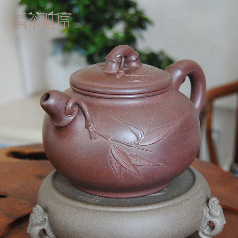 转行清货宜兴紫砂茶壶纯手工国工吴余生花货大容积原矿竹福壶