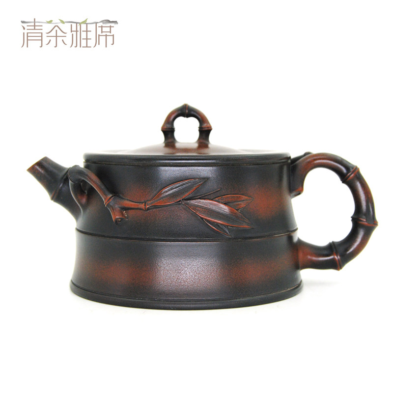 转行清货 云南建水紫陶名家肖春魁浪鬼全手工紫陶竹节竹段壶茶具
