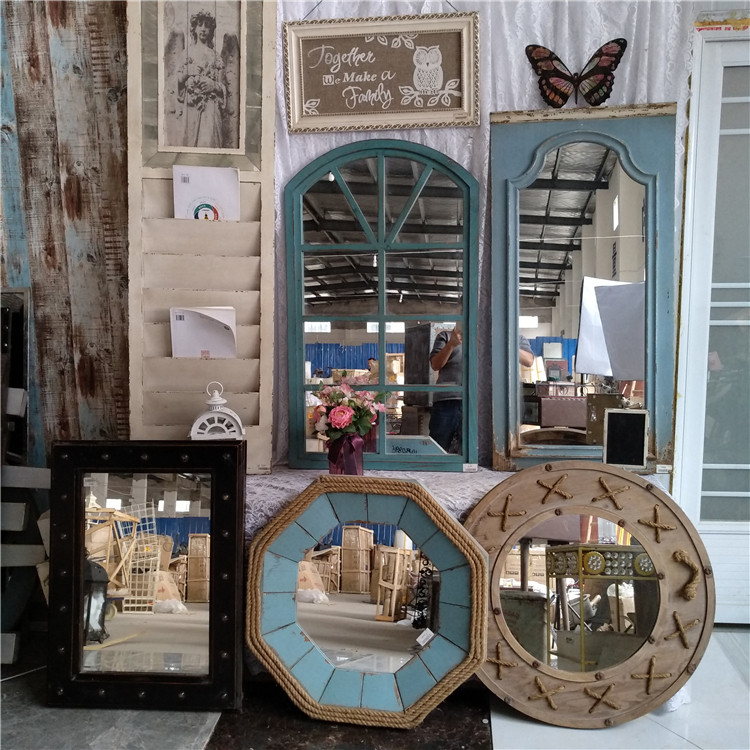 American style Retro Do the old Home Furnishing Open House decorate solid wood Iron art Wall Wall decoration Hanging mirror Half length mirror Make-up mirrorin the Residential furniture , Mirrors , Mirror  category - from Buy2taobao.com to provide professional Taobao agent buy service