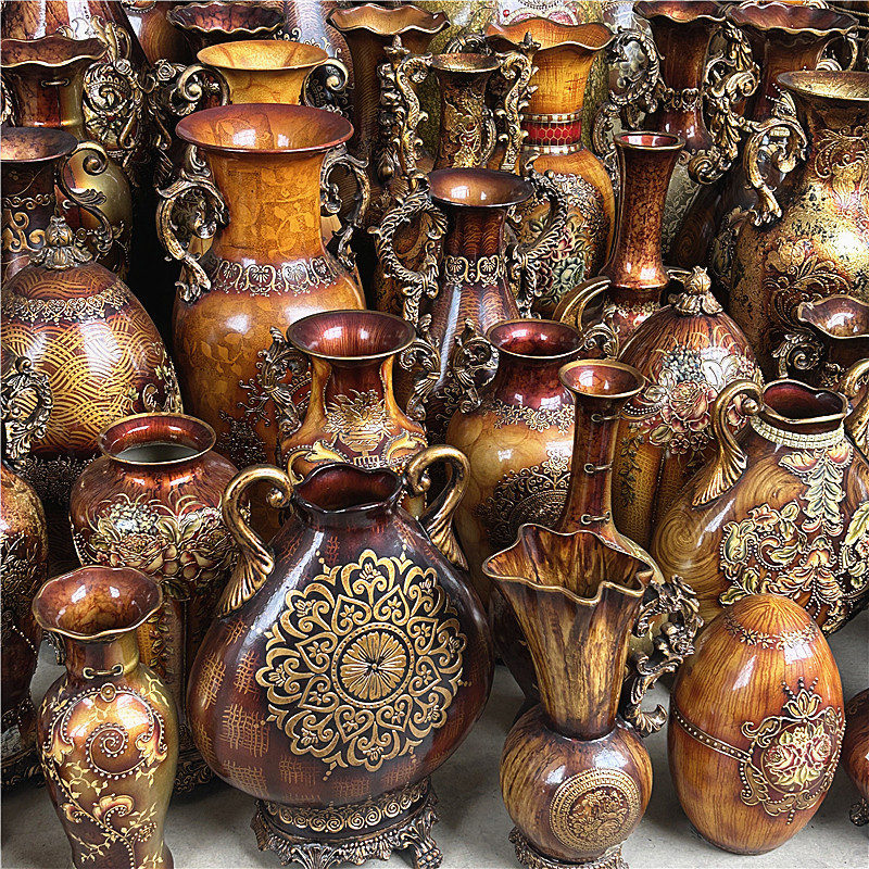 外贸孤品欧式复古怀旧陶瓷手绘落地大花瓶宫廷风客厅玄关装饰摆件,家居饰品,装饰摆件,淘宝优惠券,粉丝福利购,淘宝优惠卷